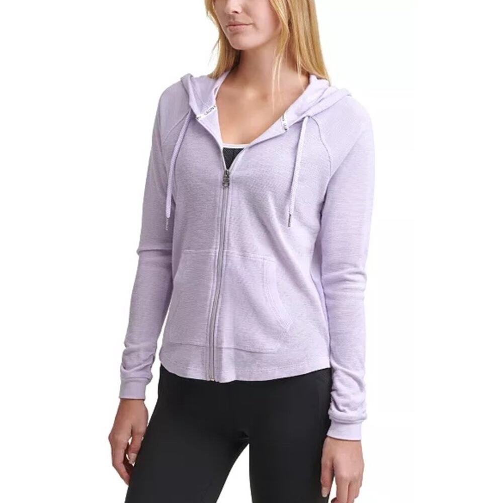 Calvin Klein Women's Waffle knit Light Purple Zip Hoodie 2X